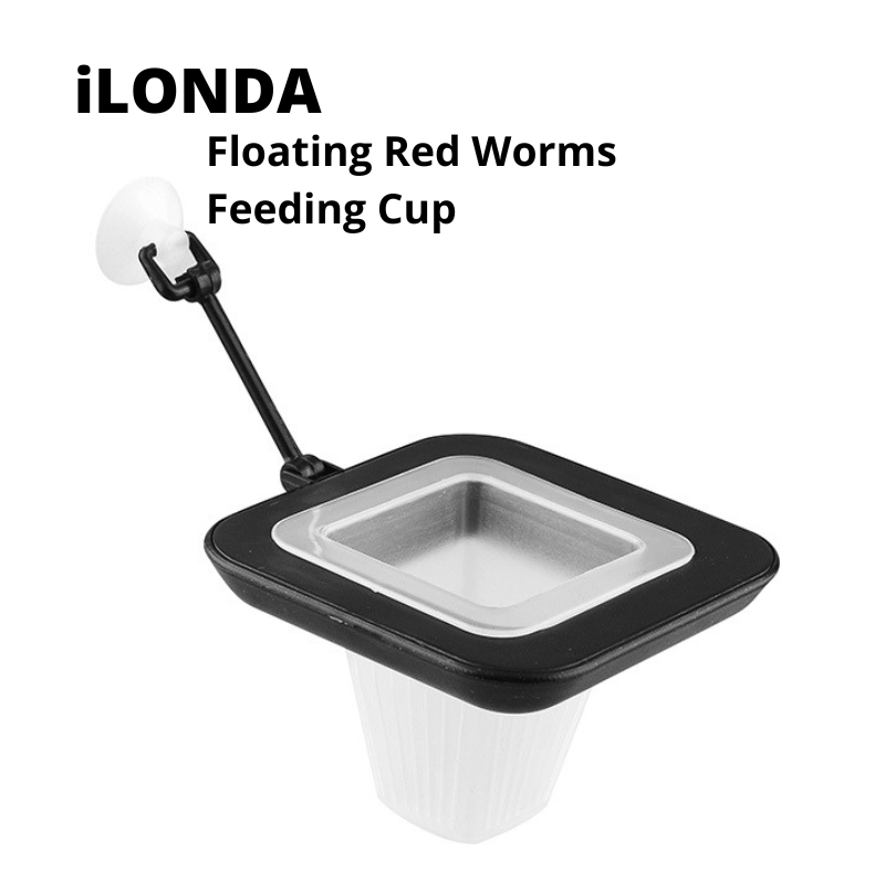 iLONDA Floating Red Worms Feeding Cup for Aquarium Fish - Perfect for Betta, Goldfish & Tropical Fish Feeding - Easy-to-Use Fish Food Dispenser for Freshwater & Saltwater Tanks