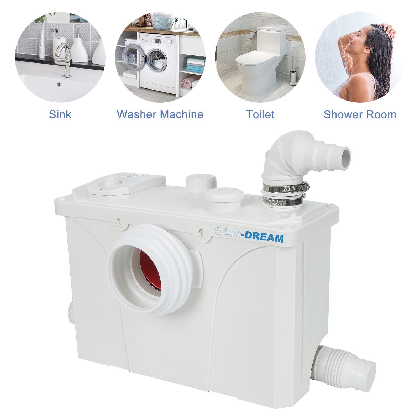 700W Macerator Pump for Upflush Toilet, Sewage Sump Pump - Basement, Marine & RV Use | Waste Water Disposal for Toilet, Laundry Sink & Shower | Ideal for Small Spaces & Off-Grid Living