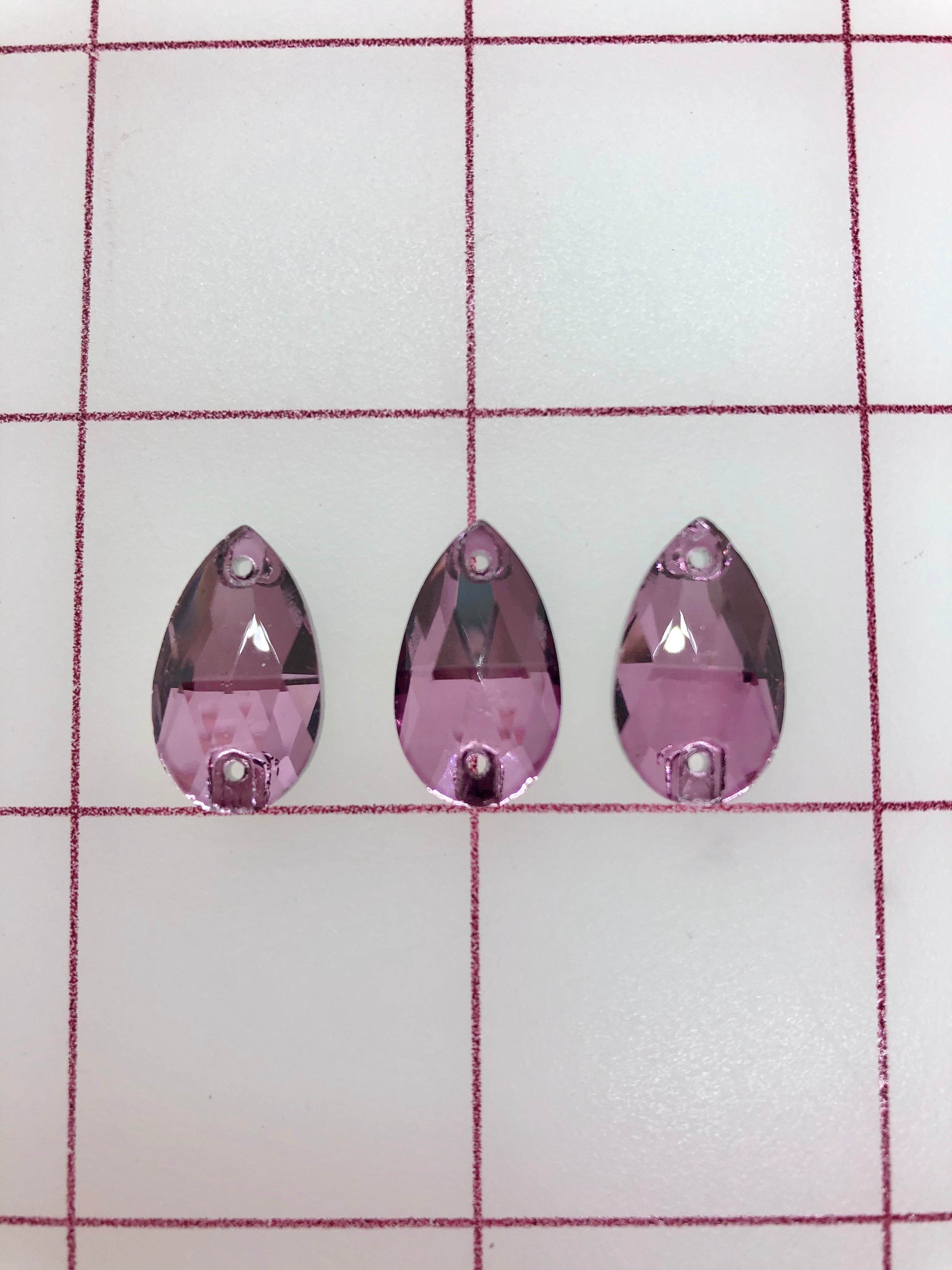 10x18mm Czech Bright Cut Amethyst Pear Shape Rhinestones for Sew On - Perfect for DIY Jewelry, Costume Design, and Craft Projects