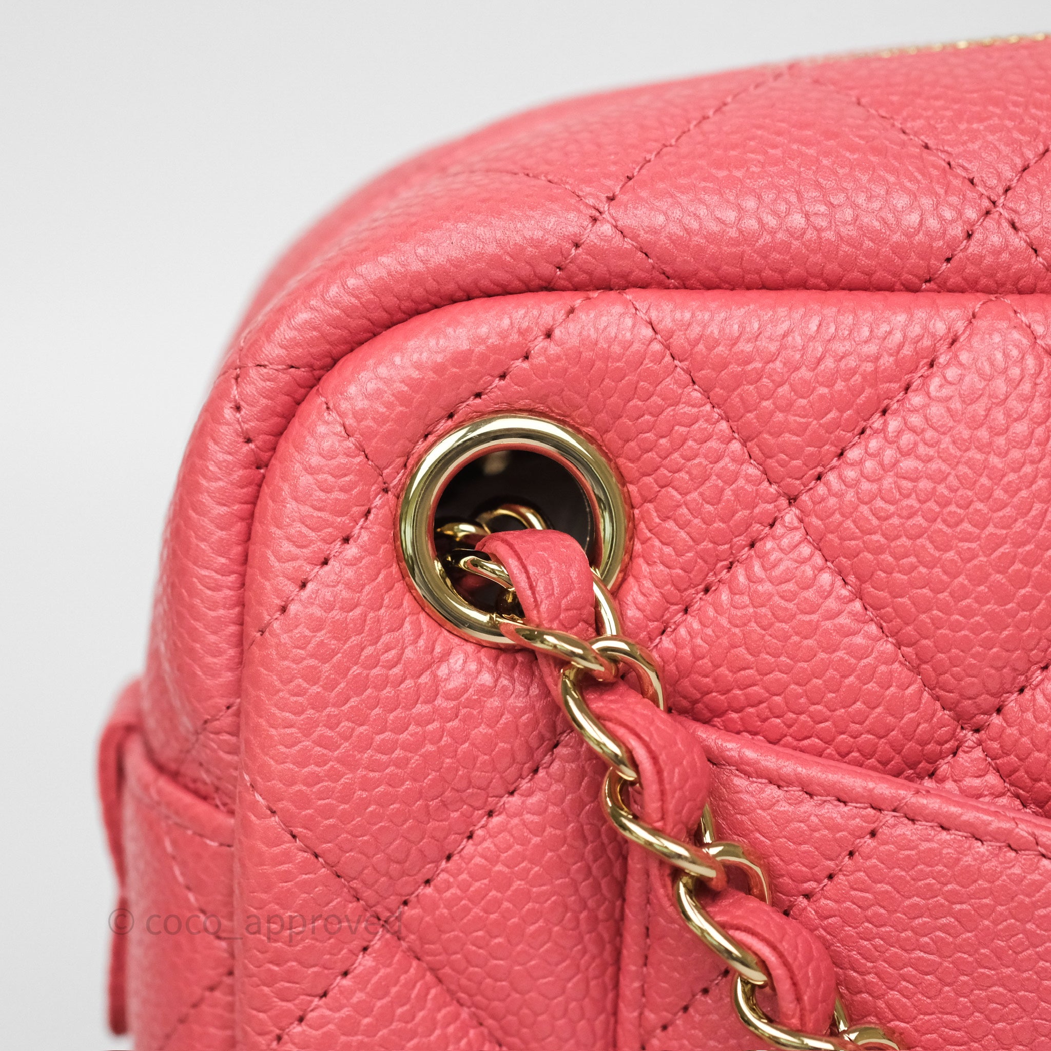 Chanel Quilted Pink Shiny Caviar Camera Bag with Gold Hardware - Luxury Crossbody Bag for Women, Perfect for Date Night & Special Occasions