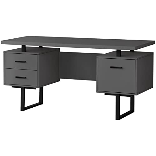 Reversible Wooden Floating Computer Desk - Gray & Black Modern Home Office Desk for Small Spaces | Study, Work from Home, Gaming Setup