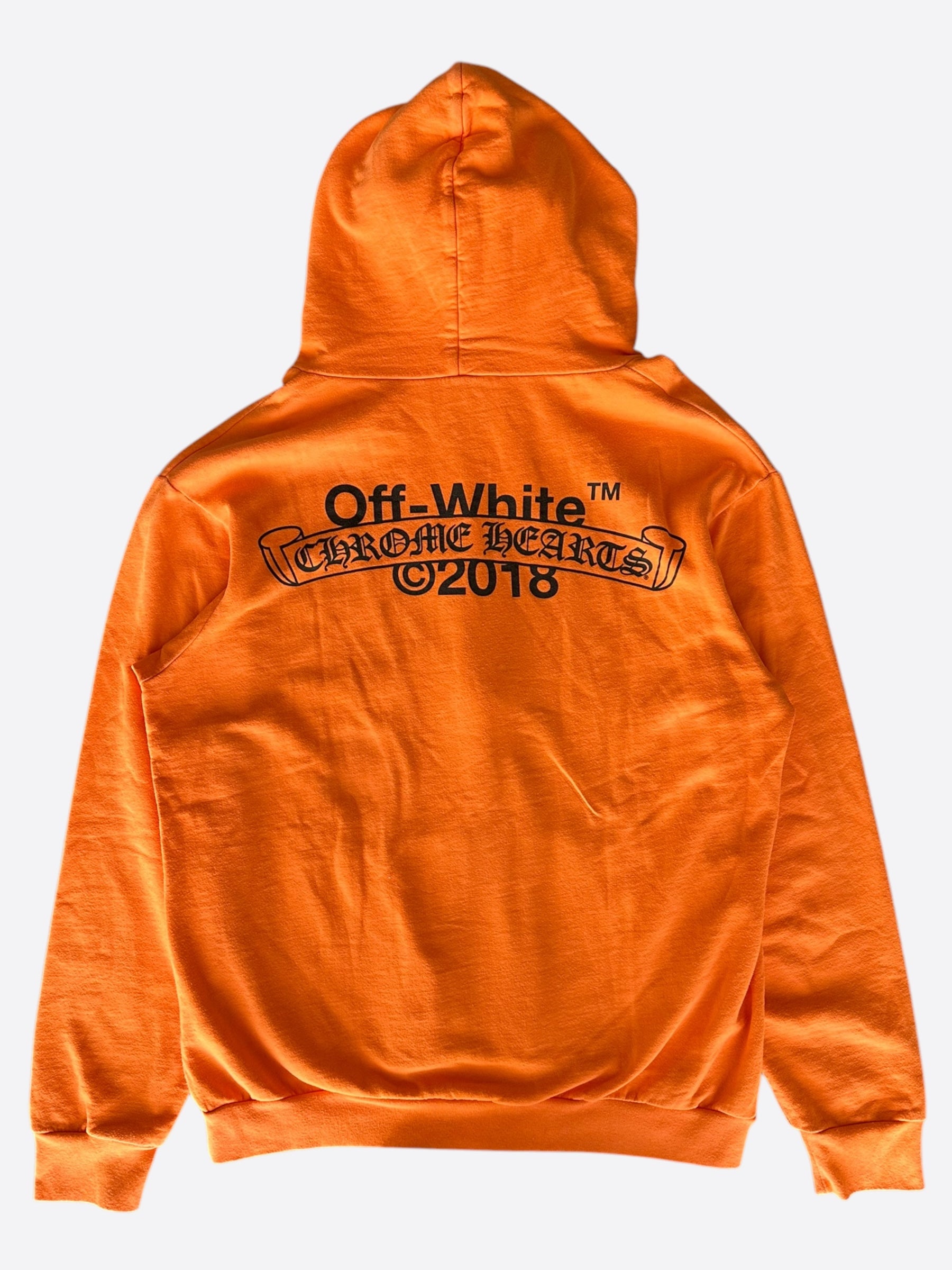 Chrome Hearts Off White Orange & Black Scroll Logo Hoodie - Stylish Streetwear for Men & Women | Perfect for Casual Outfits, Urban Fashion & Everyday Wear