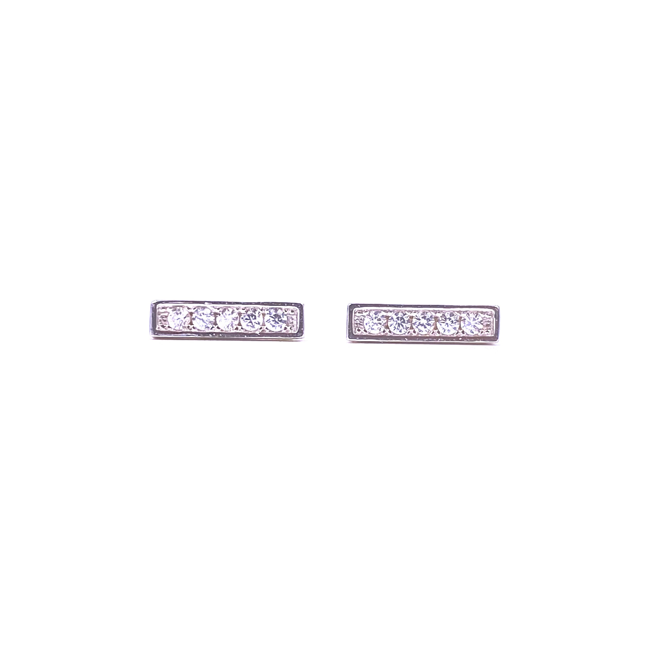 Ashley Gold Sterling Silver 5 CZ Row Design Stud Earrings for Women - Elegant Cubic Zirconia Jewelry for Everyday Wear & Special Occasions