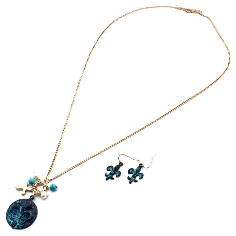 Fleur De Lis Necklace Set - Elegant Pendant & Chain Jewelry for Women, Perfect Gift for Birthday, Anniversary, and Special Occasions