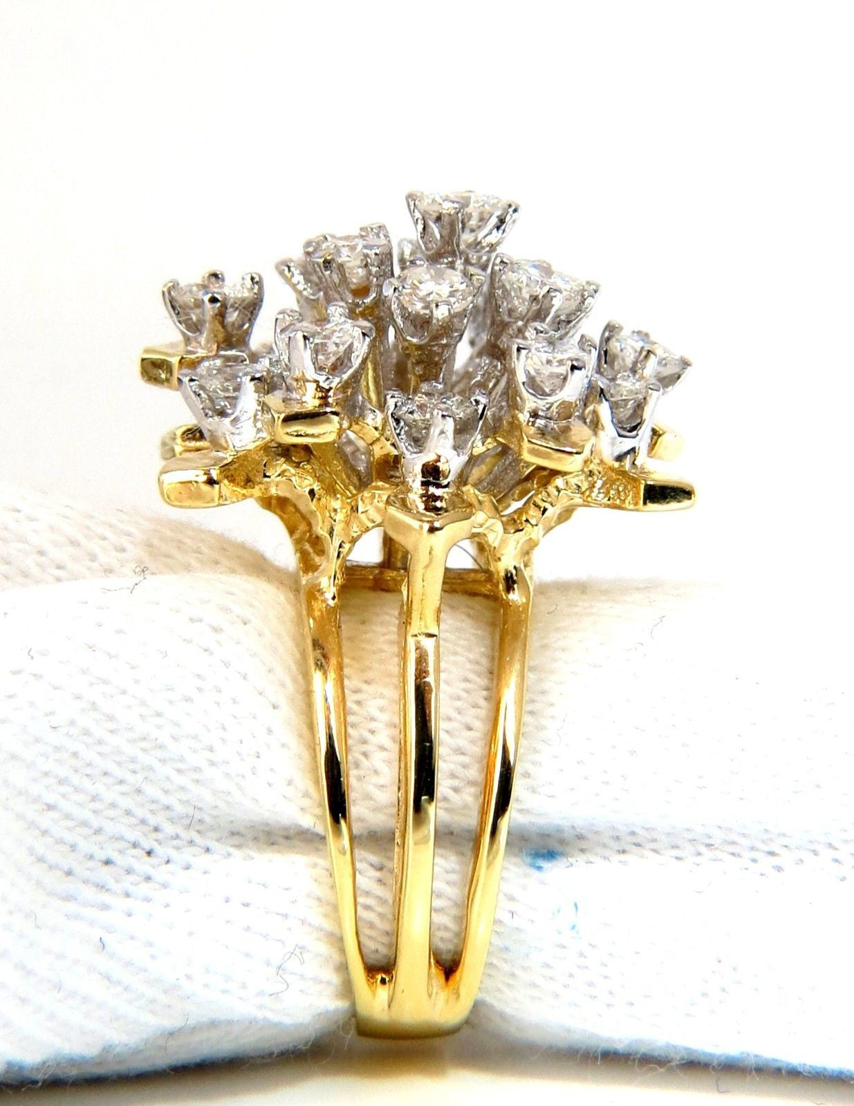 1.90CT Natural Diamonds Floating Raised Cocktail Ring in 14KT Gold - Elegant 3D Design for Parties, Weddings & Special Occasions