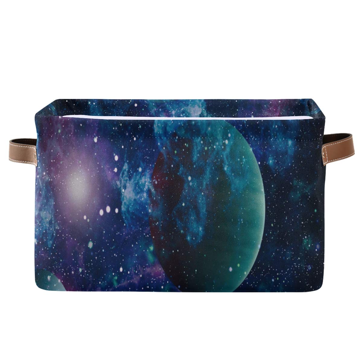 AUUXVA Collapsible Storage Bins with Handles - Large Rectangular Fabric Storage Cubes for Toys, Clothes & Home Organization | Space-Themed Galaxy Design for Nursery, Bedroom, Office & Closet