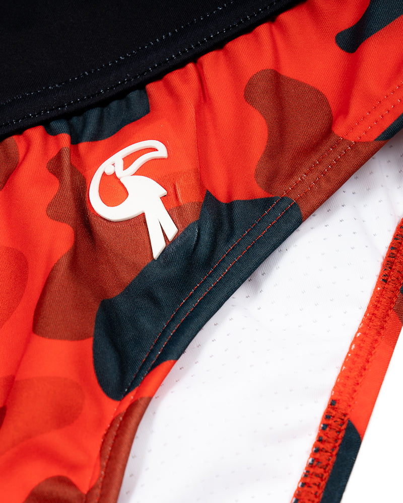Red Camo Swim Briefs for Men - Quick Dry Swim Trunks with Comfortable Fit - Perfect for Beach, Pool, and Summer Vacations