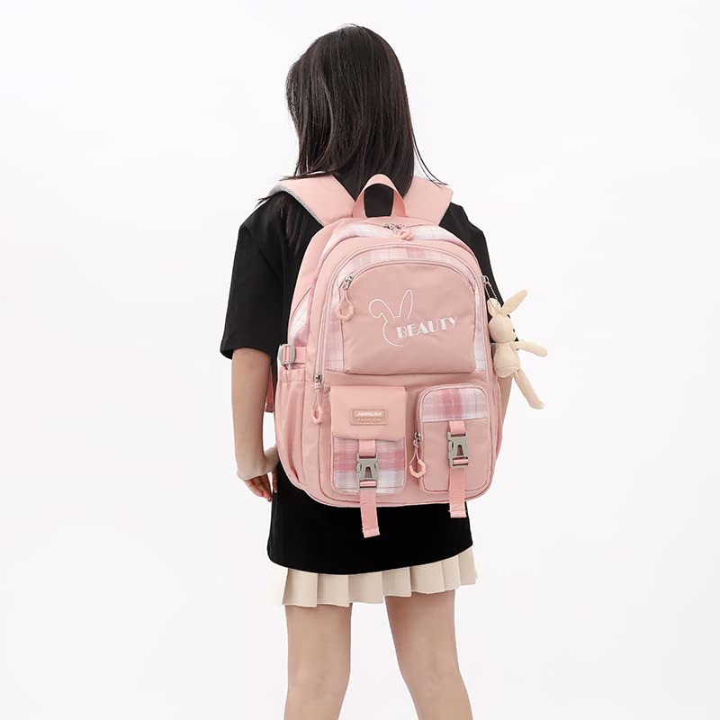 Stylish 15.6 Inch Anti-Theft Laptop Backpack for Women - Pink College Bookbag with USB Charging Port, Large Capacity Travel Daypack for Work, School & Commuting