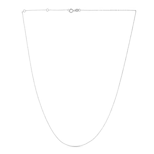 14K Solid White Gold 0.8mm Extendable Cable Chain Necklace with Spring Ring Closure - Adjustable 16-18 Inch for Pendants & Charms | Perfect for Layering, Gifts & Everyday Jewelry