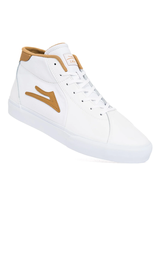 Lakai Flaco II Mid Mens Skate Shoes - White/Tobacco - High Top Sneakers for Skateboarding & Streetwear Fashion