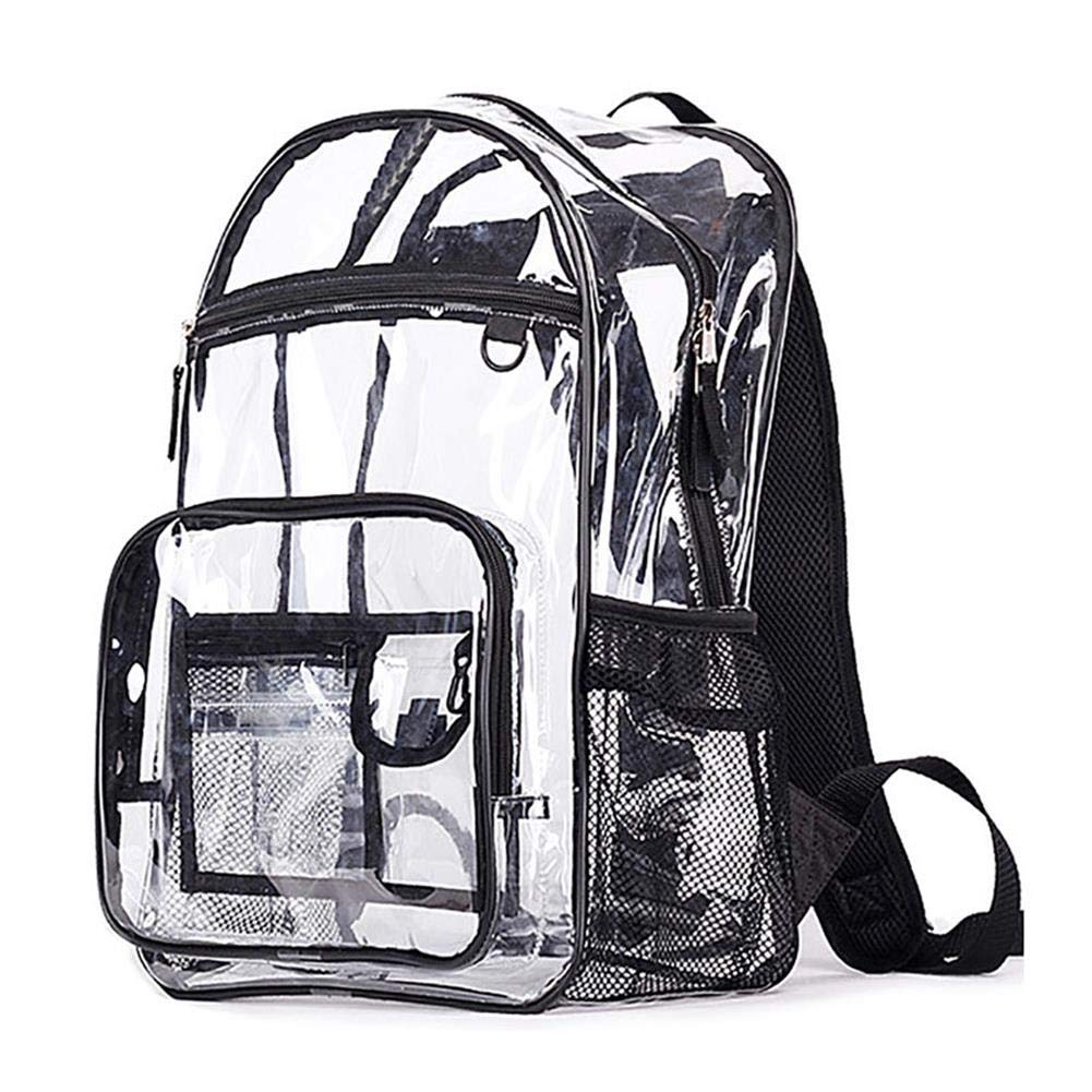 Clear PVC Transparent Travel Backpack - Durable Shoulder Bag for School, Books & Gym - Waterproof Lightweight Carry-On for Airport Security & College Campus Use