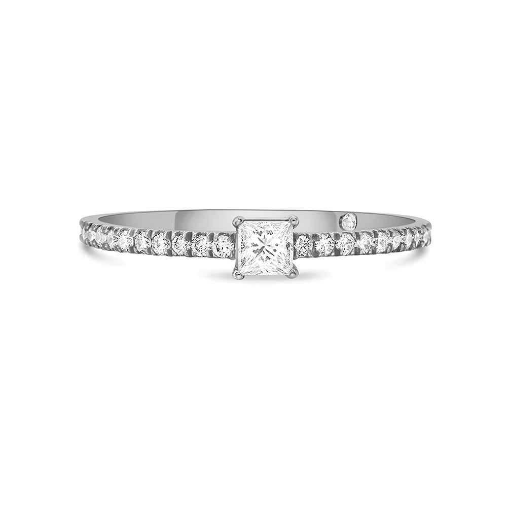 Princess Cut Lab Grown Diamond Promise Ring with Half Eternity Band - Perfect for Engagements, Anniversaries & Special Occasions