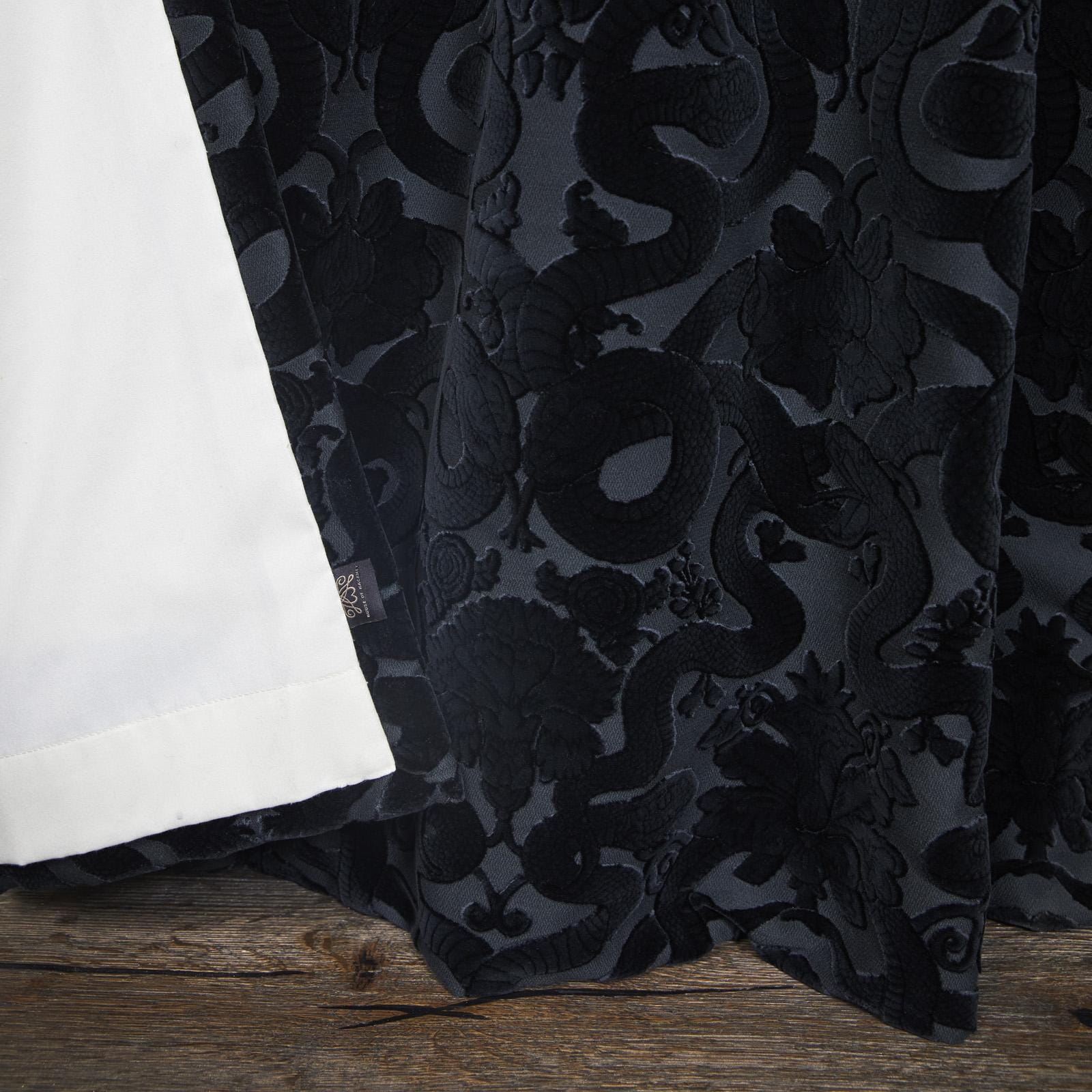 ANACONDA Blackout Velvet Curtains - Thermal Insulated Room Darkening Drapes for Bedroom & Living Room - Elegant Noir Design for Home Decor