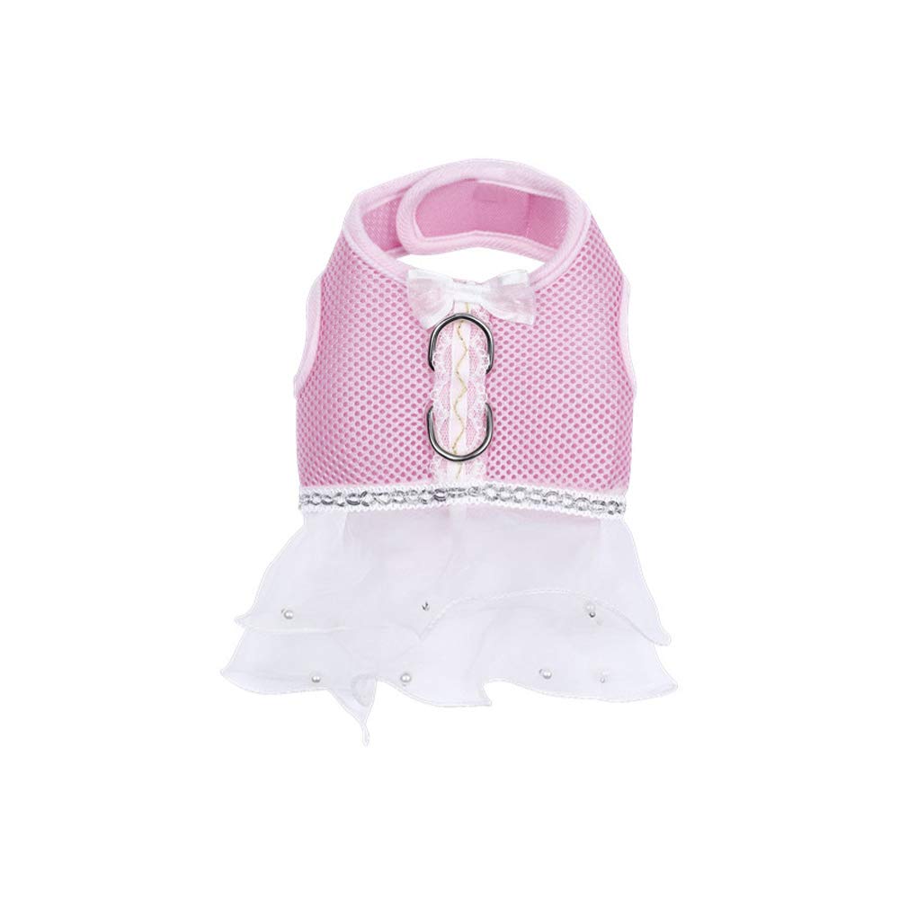 **Breathable Mesh Dog Harness Vest for Small & Medium Dogs - Comfortable Adjustable Pet Harness with Skirt Dress (XL, Pink) - Perfect for Walking, Training & Outdoor Adventures**