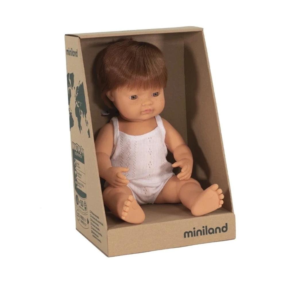 Miniland Anatomically Correct Caucasian Boy Doll - Realistic Redhead Toy for Kids, Educational Play & Role-Playing Scenarios