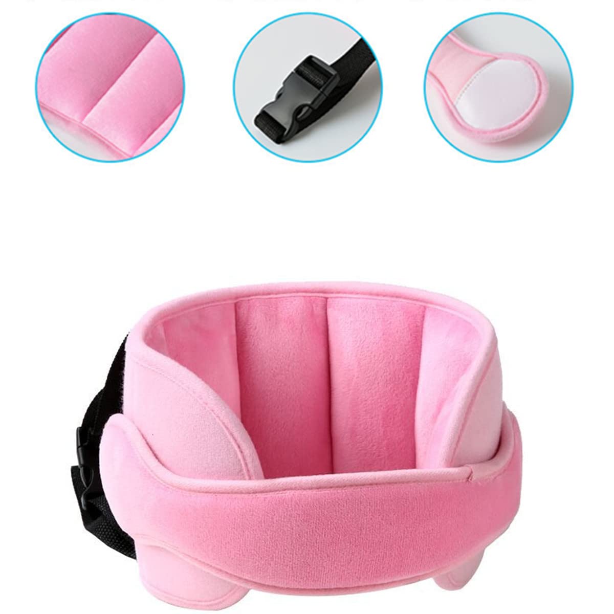 Adjustable Pink Car Seat Head Support Band for Infants and Babies - Safety Neck Relief for Comfortable Travel in Cars, Strollers, and High Chairs