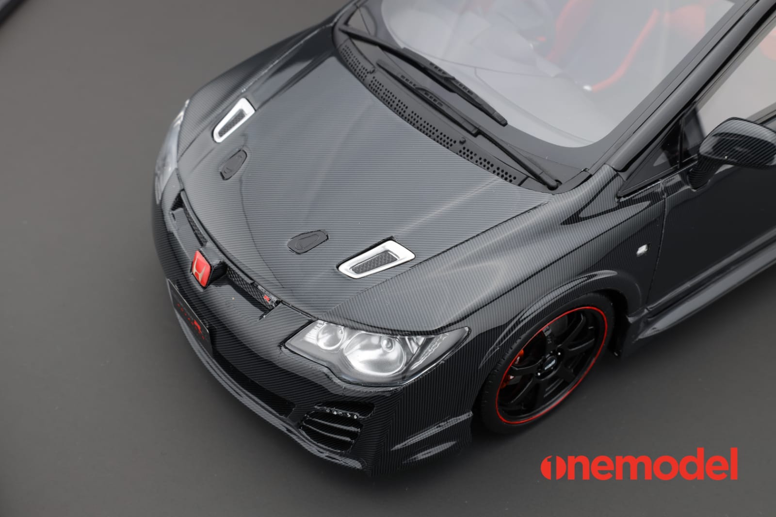 1:18 Scale Honda Civic FD2 Mugen RR Advanced Concept Diecast Model Car - Black & Carbon Finish - Collectible Vehicle for Display, Racing Enthusiasts & Car Model Collections