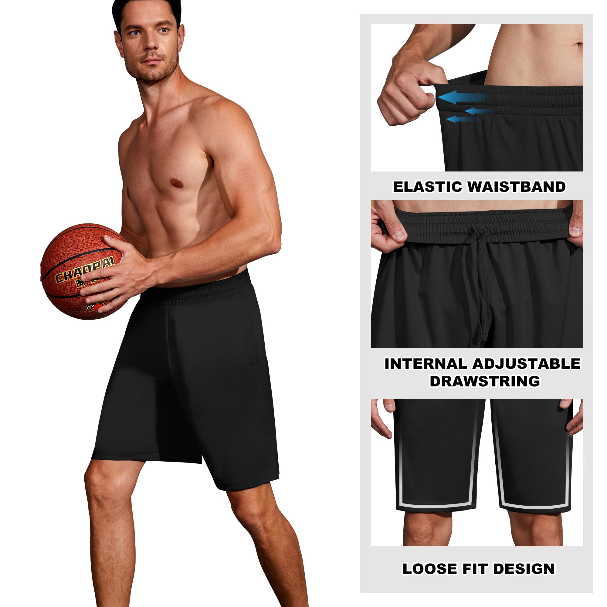 **BALENNZ Men's Basketball Shorts - Quick Dry Workout Gym Shorts with Pockets - Athletic Running Shorts for Men - Ideal for Sports, Training & Casual Wear**