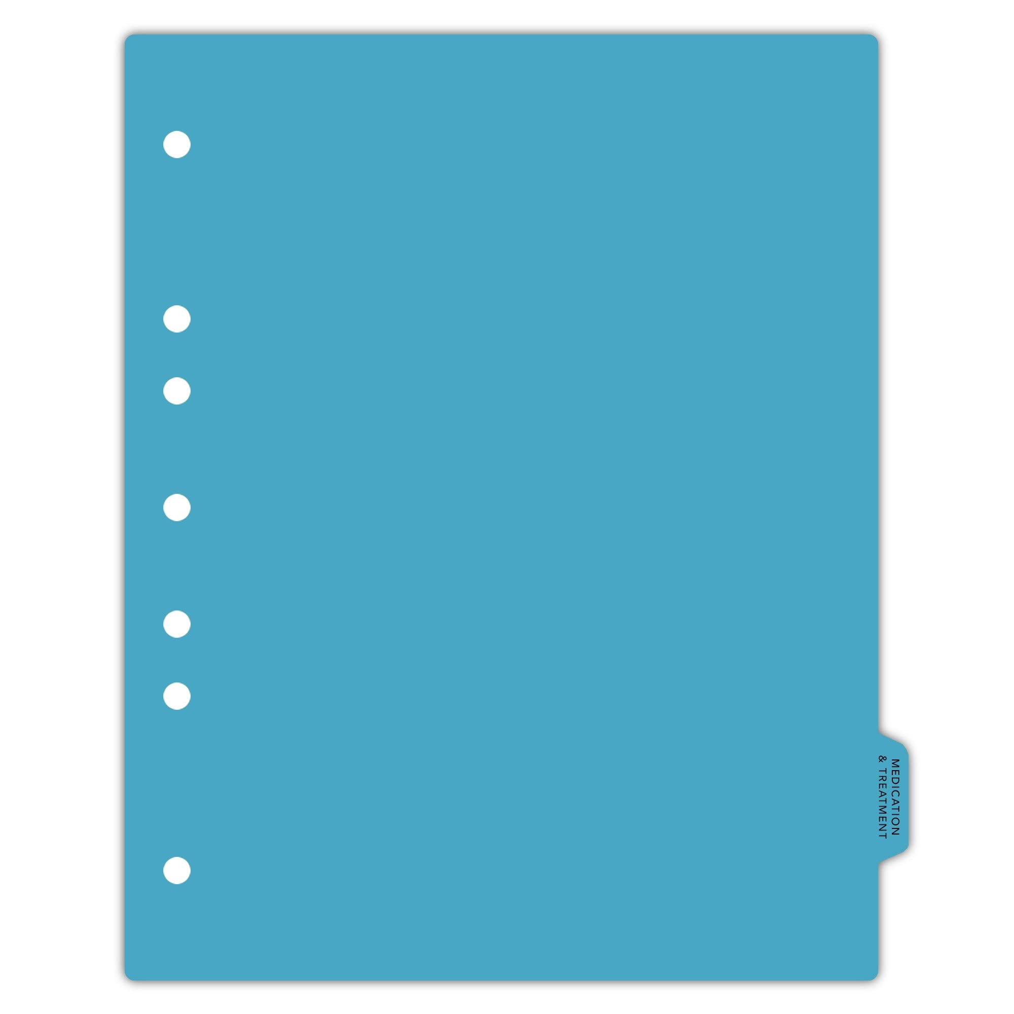Heavy Duty Plastic Ring Binder Dividers for Medication & Treatment - 1/9 Cut Side Tab, 8 Position Tabs, US Letter Size, Pack of 10 - Perfect for Medical Charts, Hospital Records & Office Organization in 3-Ring Binders (2616-53)
