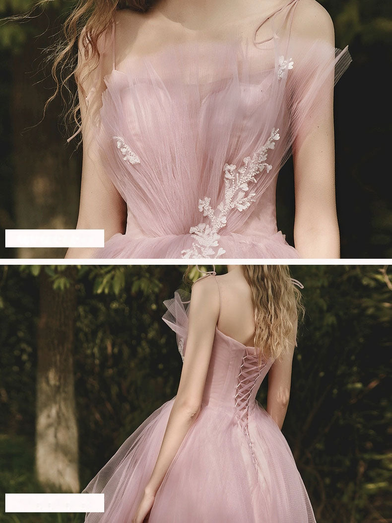 Elegant Pink Sweetheart Tulle Long Prom Dress for Women - Formal Evening Gown for Homecoming, Ball, Wedding & Special Occasions