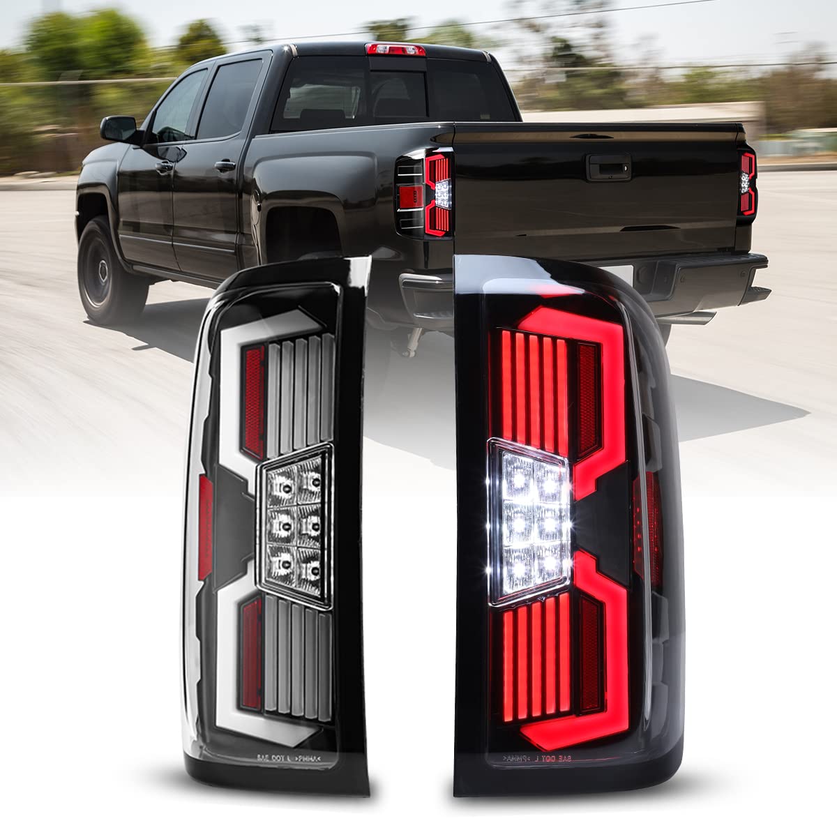 Nixon Offroad Full LED Tail Lights Assembly for 2014-2018 Chevy Silverado 1500 & 2015-2018 Silverado 2500HD/3500HD - Sequential Turn Signals, Clear Lens - Upgrade Your Truck's Style & Safety for Night Driving & Off-Road Adventures