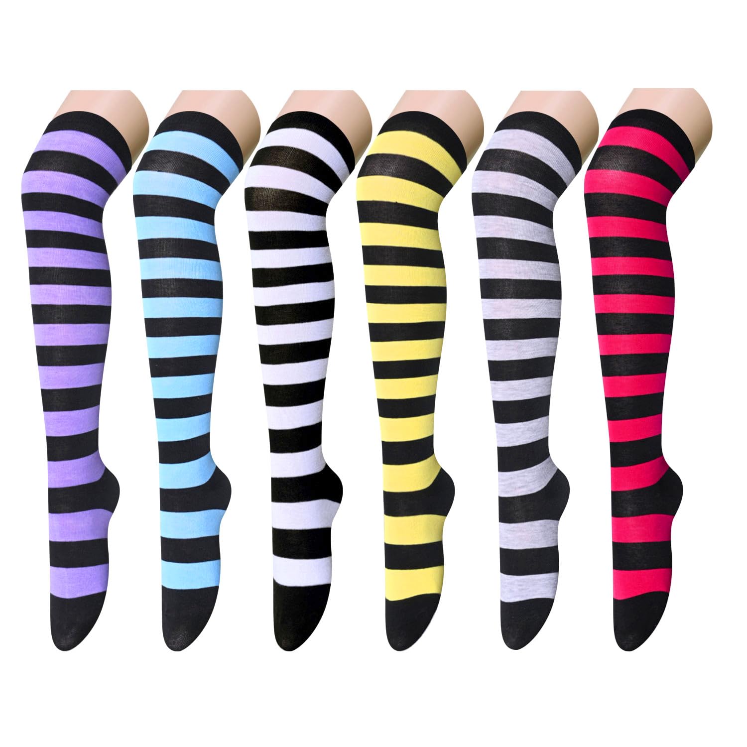 Christmas Striped Thigh High Socks for Girls - Party & Winter Fashion