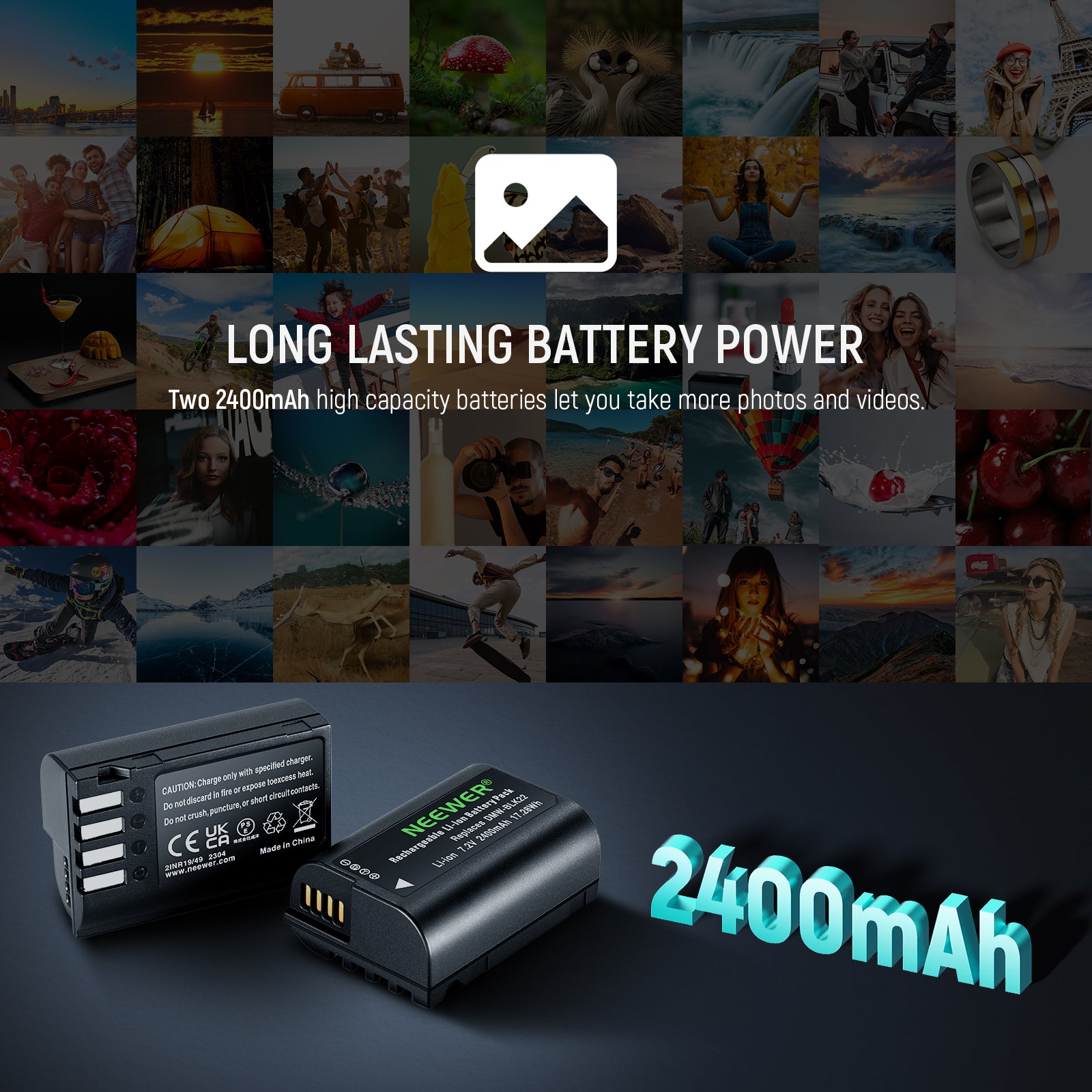 NEEWER DMW BLK22 Replacement Battery and Charger Set for Canon/Nikon/Sony DSLR Cameras - Perfect for Travel Photography & Professional Shoots