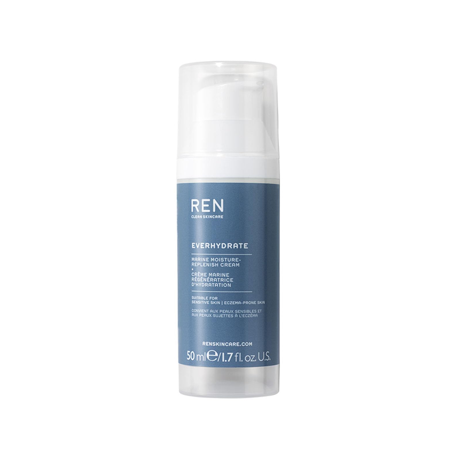 REN Clean Skincare Everhydrate Moisturizing Face Gel Cream - Hyaluronic Acid Water-Based Daily Facial Moisturizer for Dry, Sensitive & Eczema-Prone Skin | Hydrating Skincare Routine for Day & Night Use