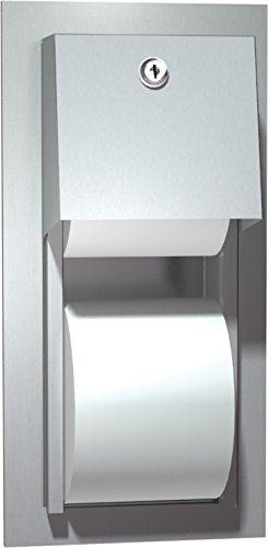 ASI 0031 Semi-Recessed Dual Roll Toilet Tissue Dispenser - Commercial Grade Bathroom Paper Holder for High Traffic Restrooms, Offices & Public Spaces