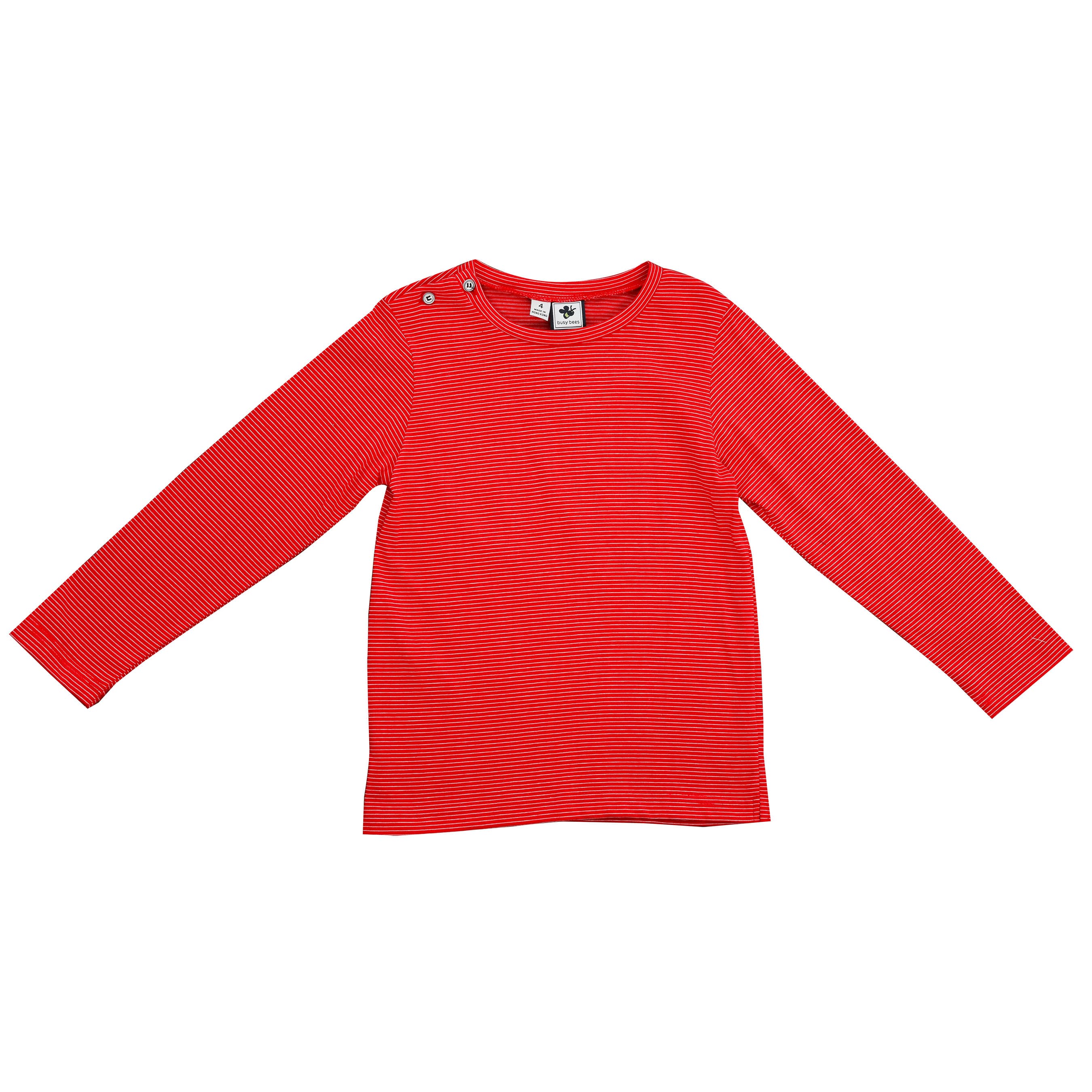 Henry Boys Button Shoulder Long Sleeve Tee - Red Stripe Casual Shirt for Toddlers | Perfect for Playdates, School & Family Photos