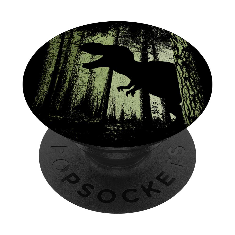 T-Rex Shadow in Twilight Forest Tyrannosaurus Silhouette PopGrip - Swappable Phone Grip & Stand for iPhone, Samsung, Tablets - Perfect for Dinosaur Lovers, Outdoor Adventures & Daily Commute