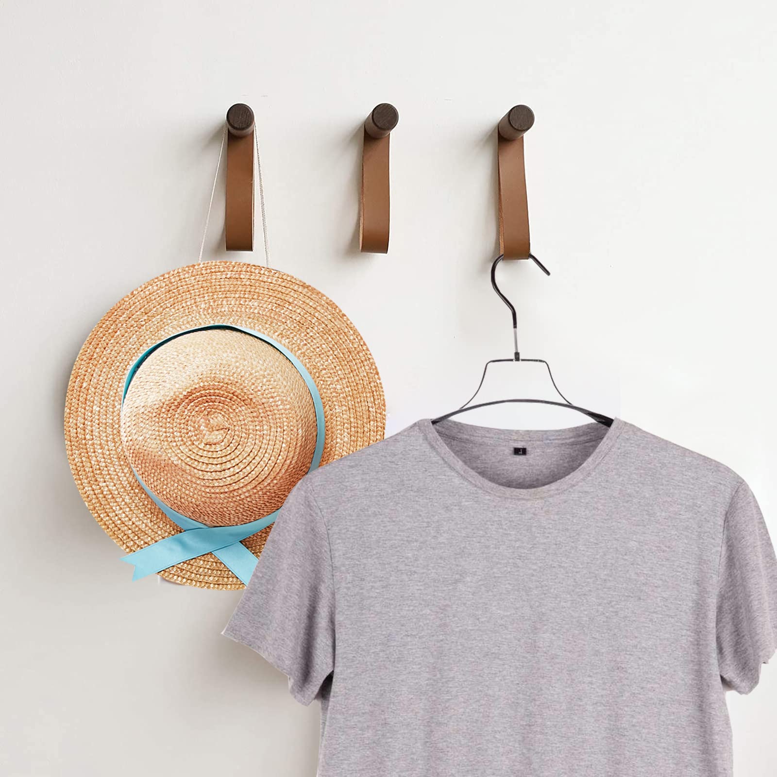 Vintage Wooden Coat Hooks Set of 3 - Wall Mounted Hat Rack & Organizer - Handmade Rustic Home Decor for Entryway, Bedroom, or Bathroom Storage