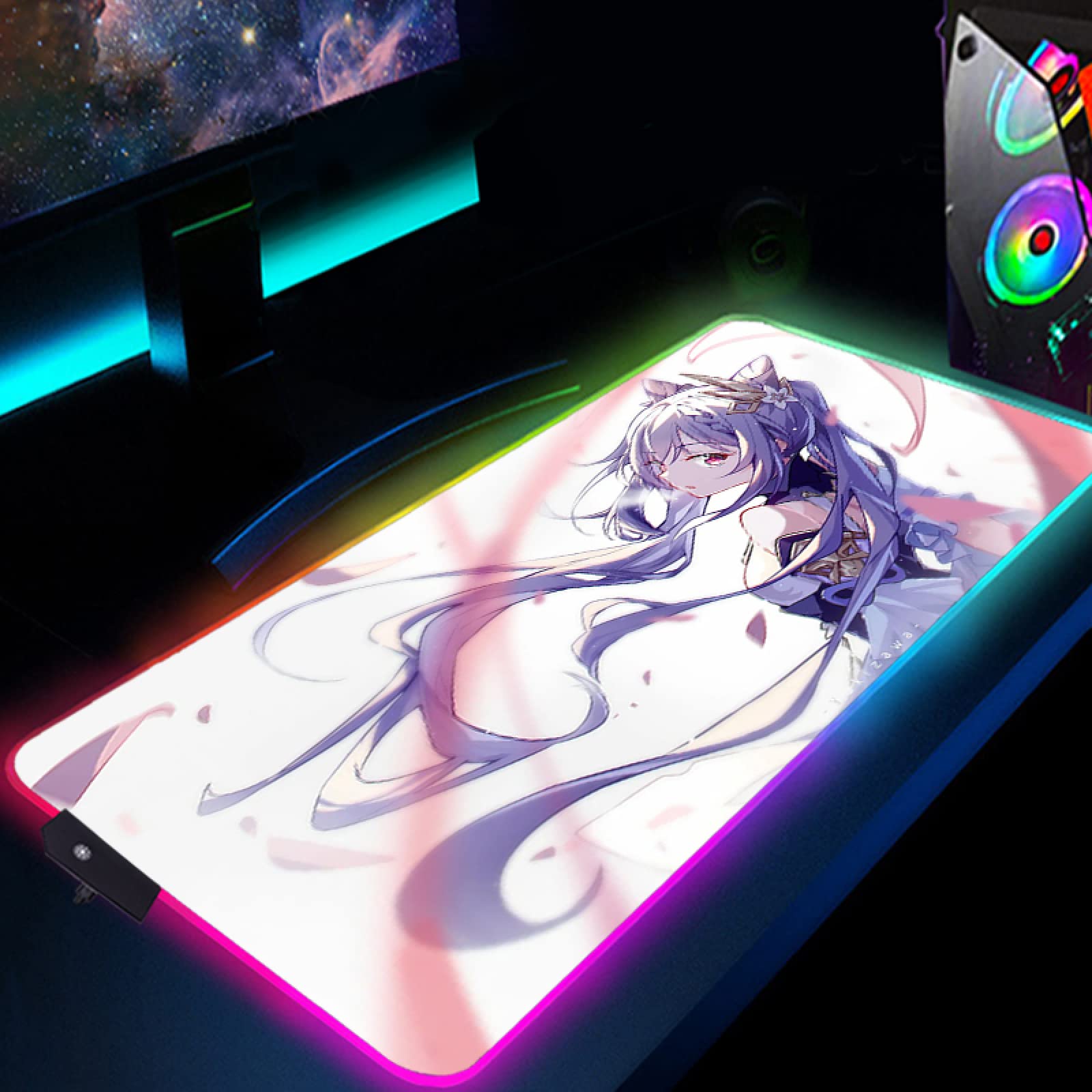 Genshin Impact Keqing Anime LED Gaming Mouse Pad - 19.7