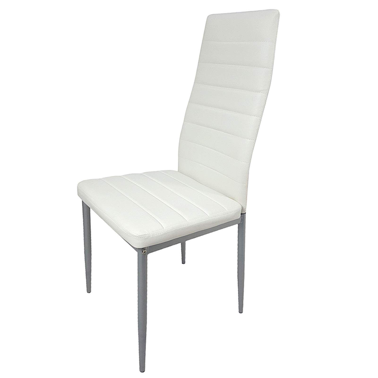Premium 4-Piece White PVC Leather Dining Chairs Set - Comfortable & Durable for Home, Office, Restaurant - Modern Kitchen & Dining Room Furniture