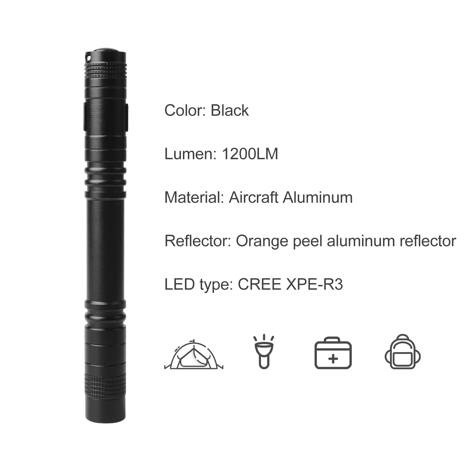 WAONIQ 2 Pack Mini LED Flashlight Pen Light - 200 Lumens Ultra Bright Pocket Flashlight with Clip for Camping, Hiking, Emergency Kits, Night Reading, Car Repair & Outdoor Adventures (Batteries Not Included)