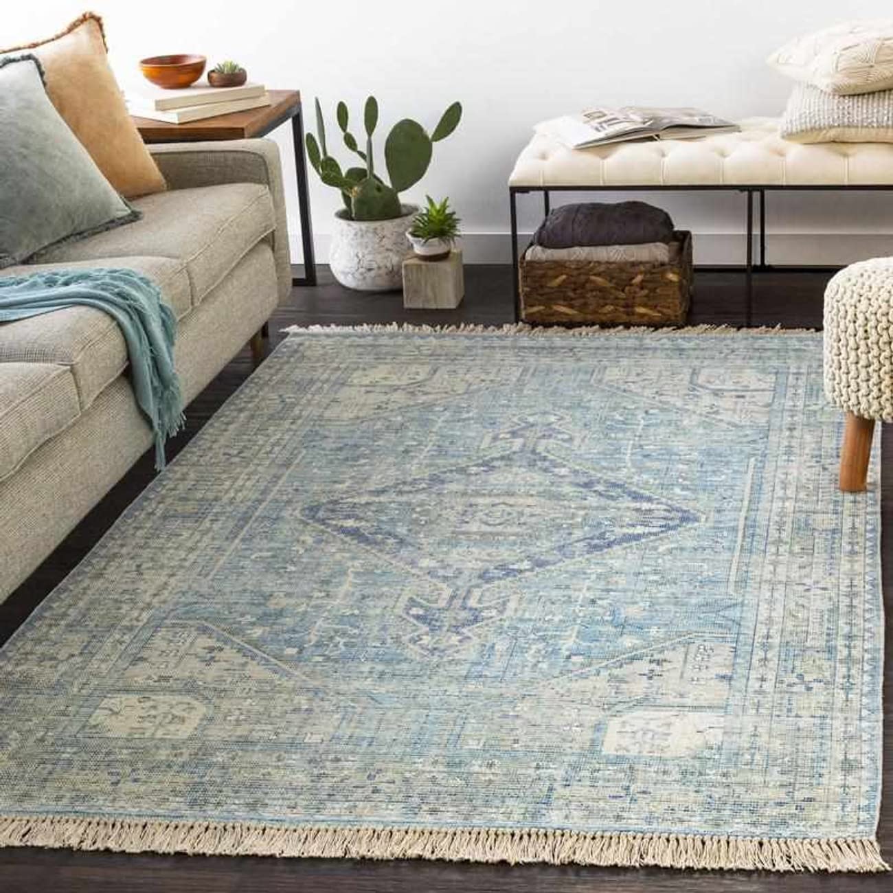 Mark&Day 8x10 Traditional Sky Blue Area Rug - Soft Blue White Carpet for Living Room, Bedroom, Kitchen - Non-Slip Floor Mat for Home Decor & High Traffic Areas (8' x 10')