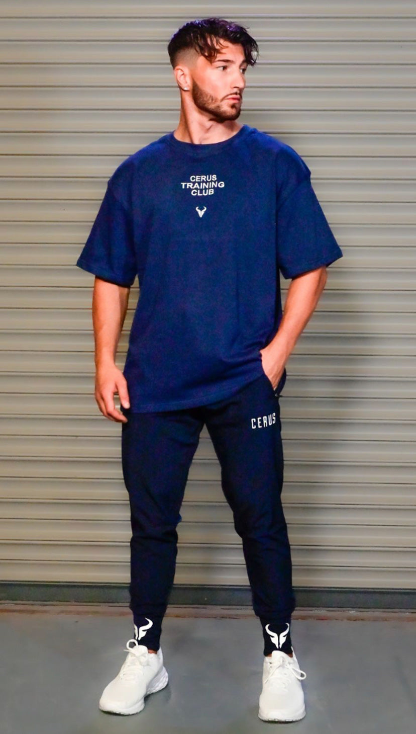 Cerus Navy Flow High Rib Jogger Pants - Women's Comfortable High Waisted Lounge Pants for Yoga, Running & Casual Wear