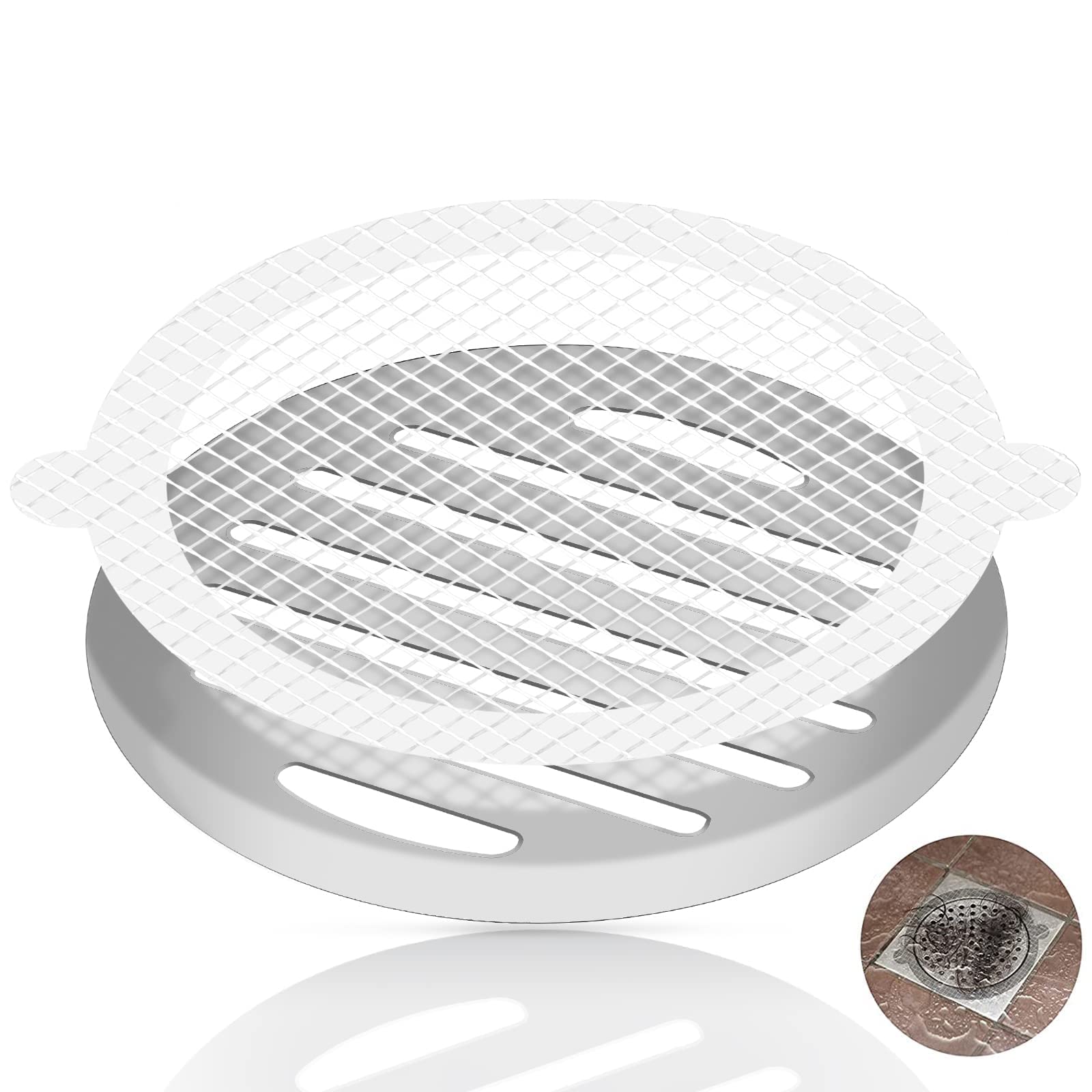 PPKKAI 30 Pack Disposable Shower Drain Hair Catchers - Mesh Filter Sink Strainer Stickers for Bathtub, Kitchen & Bathroom - Catches Pet Hair, Human Hair & Debris - Perfect for Homes with Dogs, Cats & Long Hair Owners