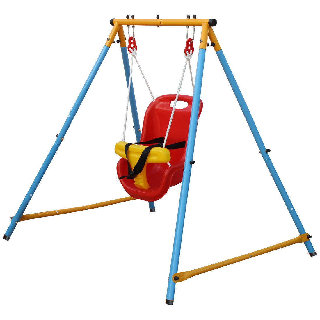 **Toddler Swing Set with Metal Stand & Safety Belt - Indoor & Outdoor Baby Swing for Infants 9+ Months - Perfect for Backyard, Playroom, and Nursery Fun**