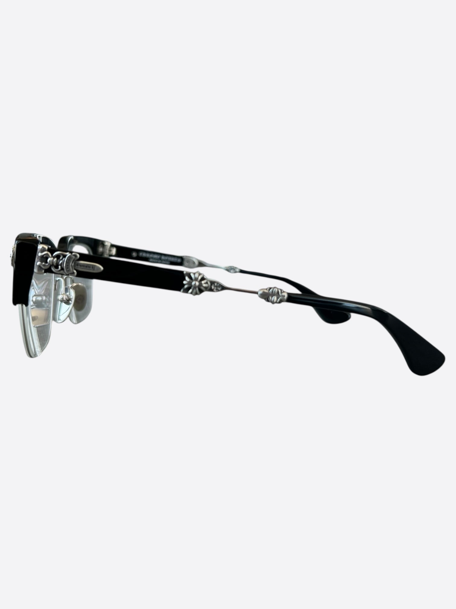 Chrome Hearts Black & Silver Evangelist Sunglasses - Luxury Designer Eyewear for Men & Women - Perfect for Outdoor Activities & Fashion Statements
