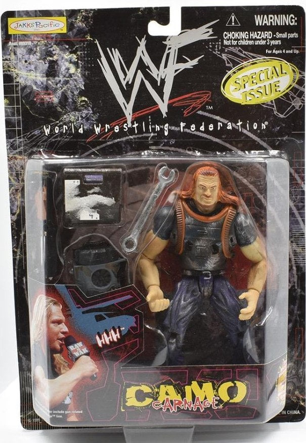 1999 WWF Jakks Pacific Camo Carnage Special Edition Triple H Action Figure - Rare Collectible Wrestling Toy for Display & Play