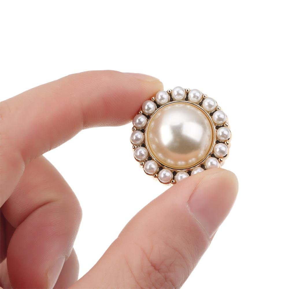 20Pcs Gold Alloy Pearl Buttons for DIY Sewing, Clothing, and Needlework - 0.78 Inch Decorative Handmade Accessories - Perfect for Dresses, Jackets, and Craft Projects