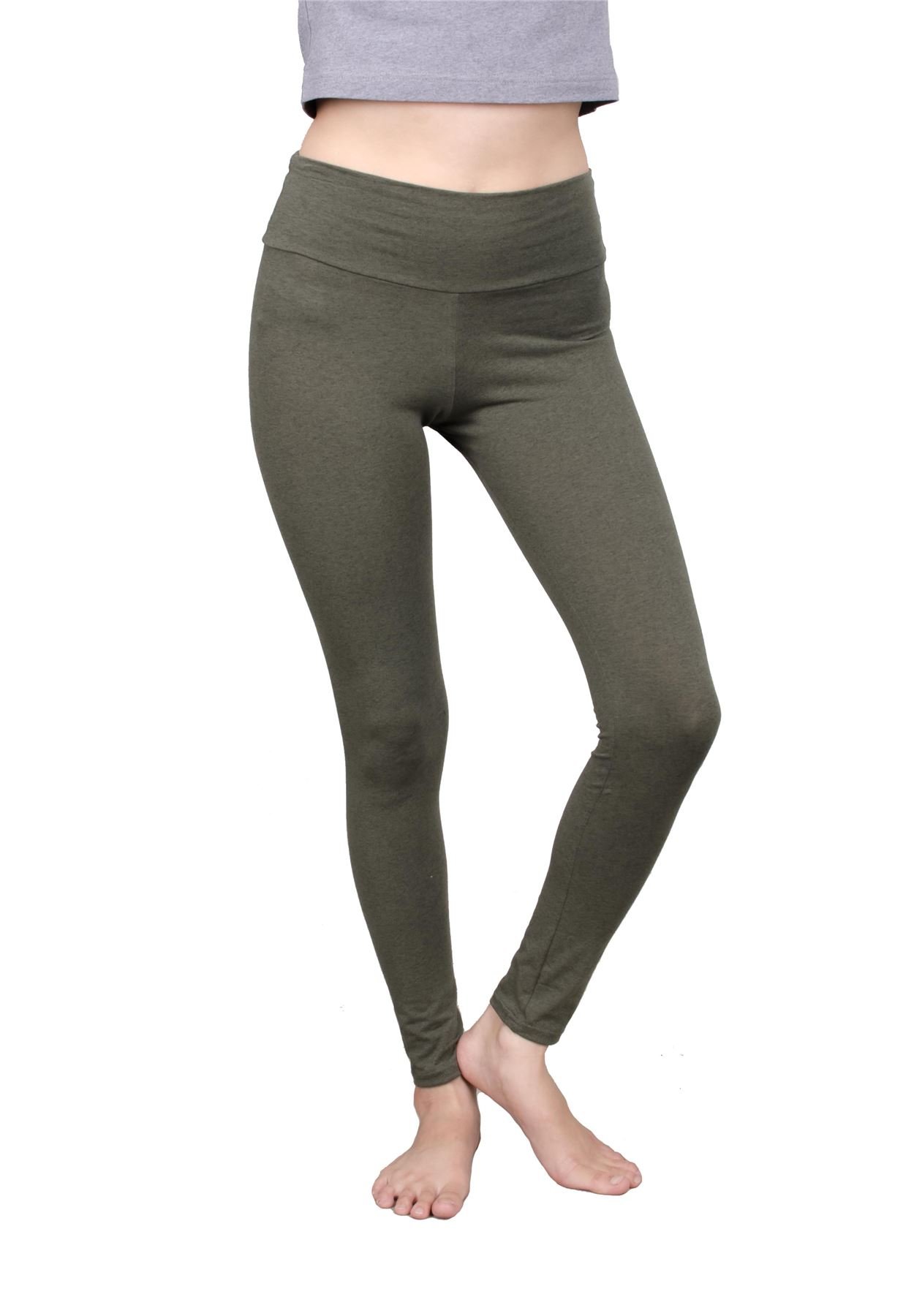 LOFBAZ Women's High Waist Yoga Pants - Fold Over Cotton Workout Leggings for Running, Gym & Lounge Wear