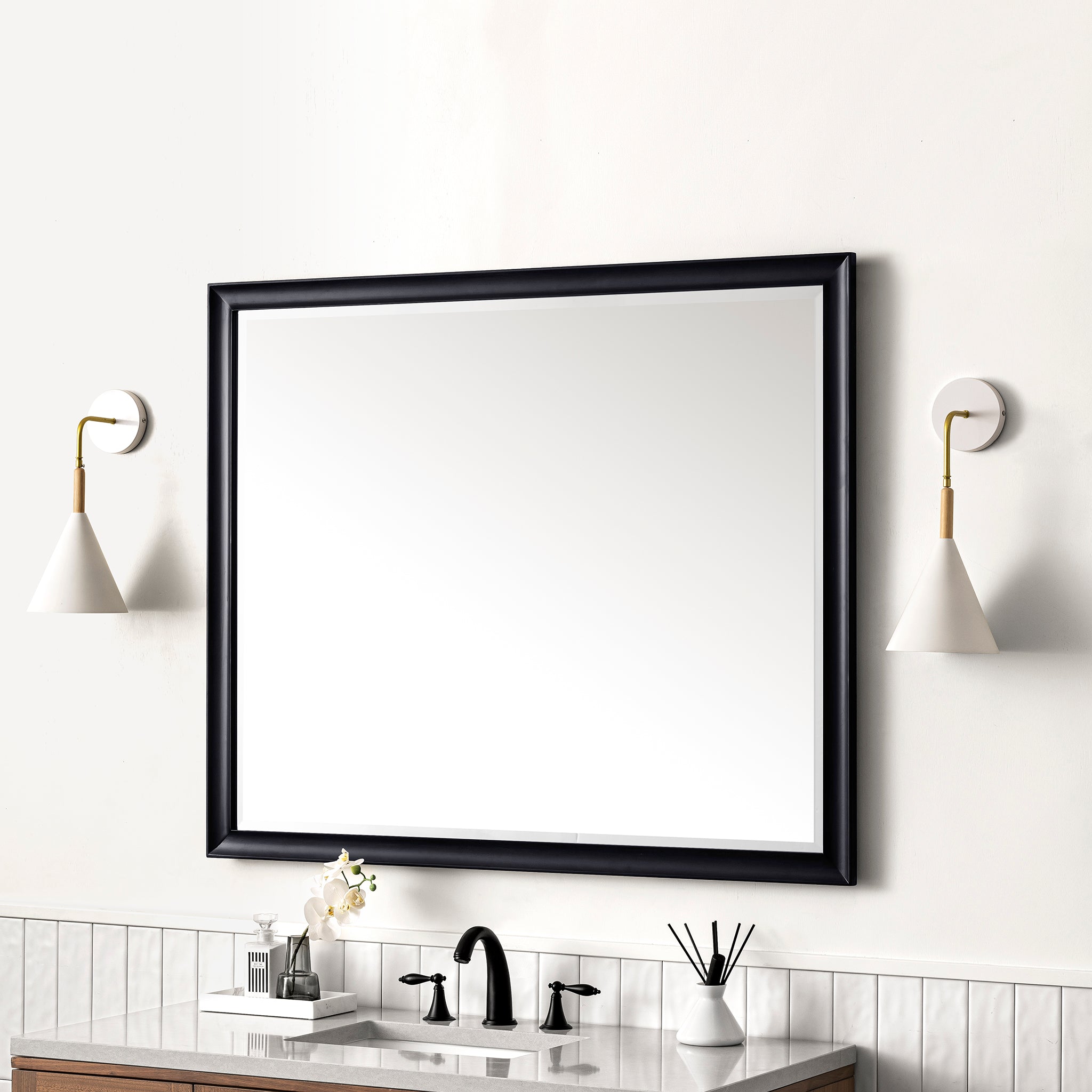 Glenbrooke 48-Inch Black Onyx Wall Mirror - Elegant Home Decor for Living Room, Bedroom & Entryway