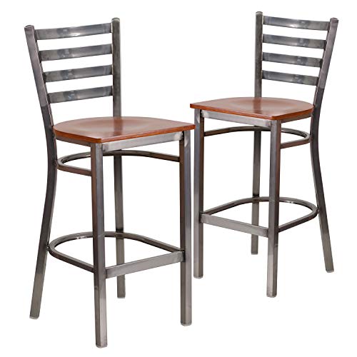 Cherry Wood Seat/Clear Coated Metal Frame
