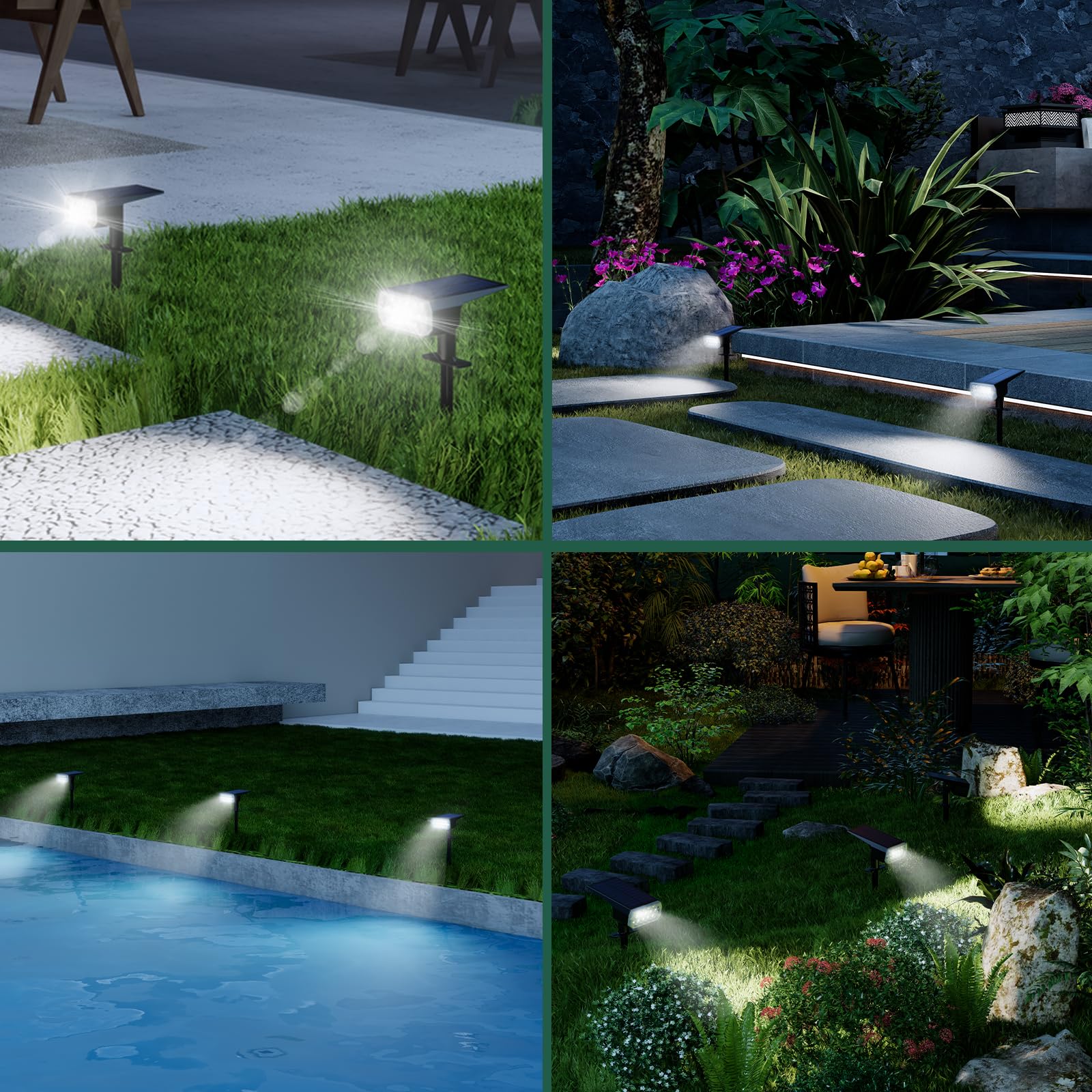 Solar Spot Lights Outdoor Waterproof IP65 - 3 Lighting Modes Solar Garden Lights for Yard, Pathway & Landscape - 2 Pack - Perfect for Patio, Deck, Driveway & Backyard Lighting