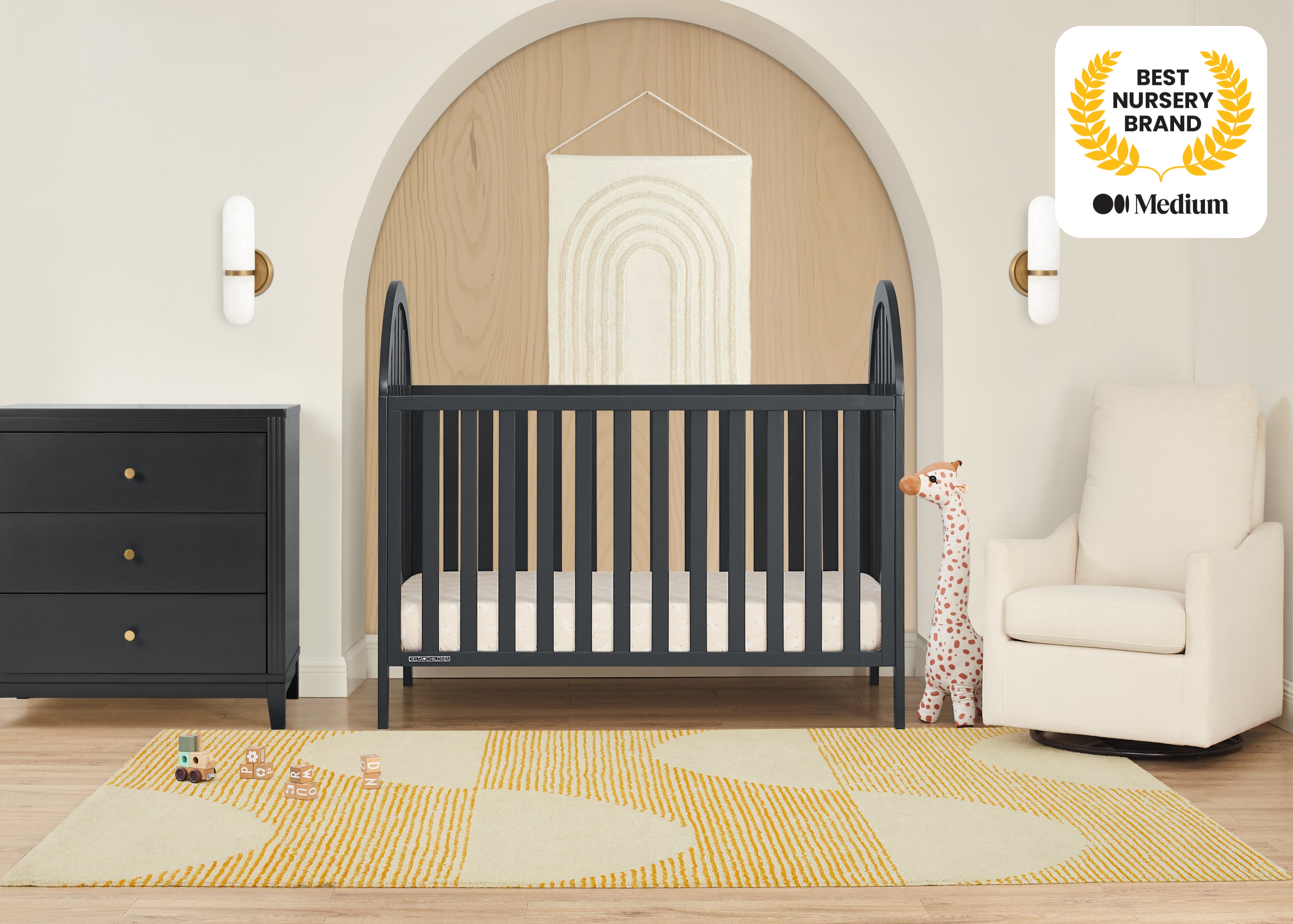 Milano 4-in-1 Convertible Baby Crib - Toddler Bed, Daybed & Full-Size Bed - Nursery Furniture for Boys & Girls - Perfect for Newborn to Teen Years