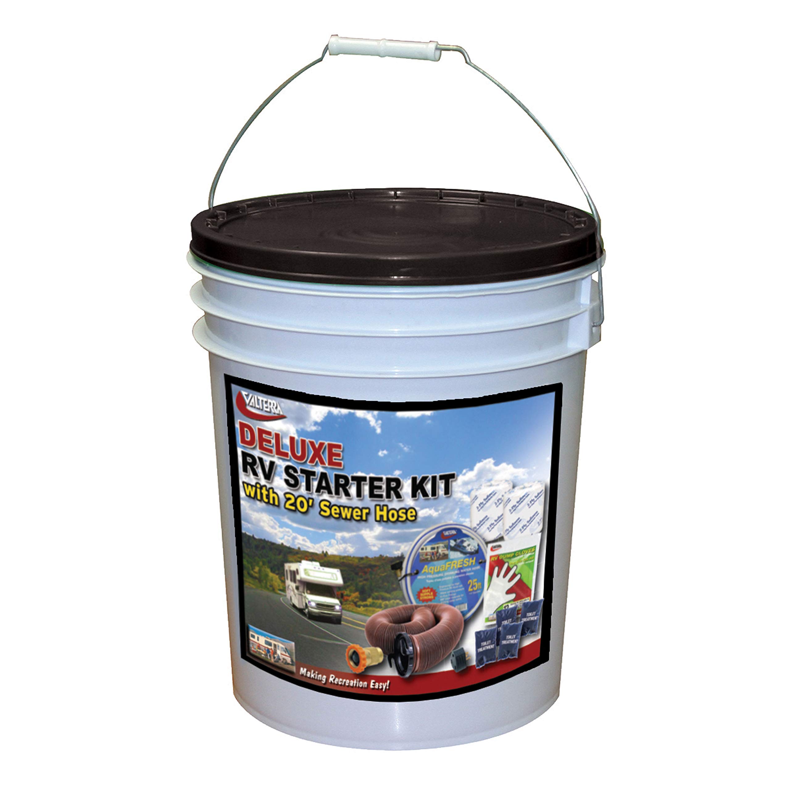 VALTERRA K88123 RV Starter Kit in a Bucket - Deluxe RV Sewer Hose & Accessories Kit for Camping, Travel & Outdoor Adventures