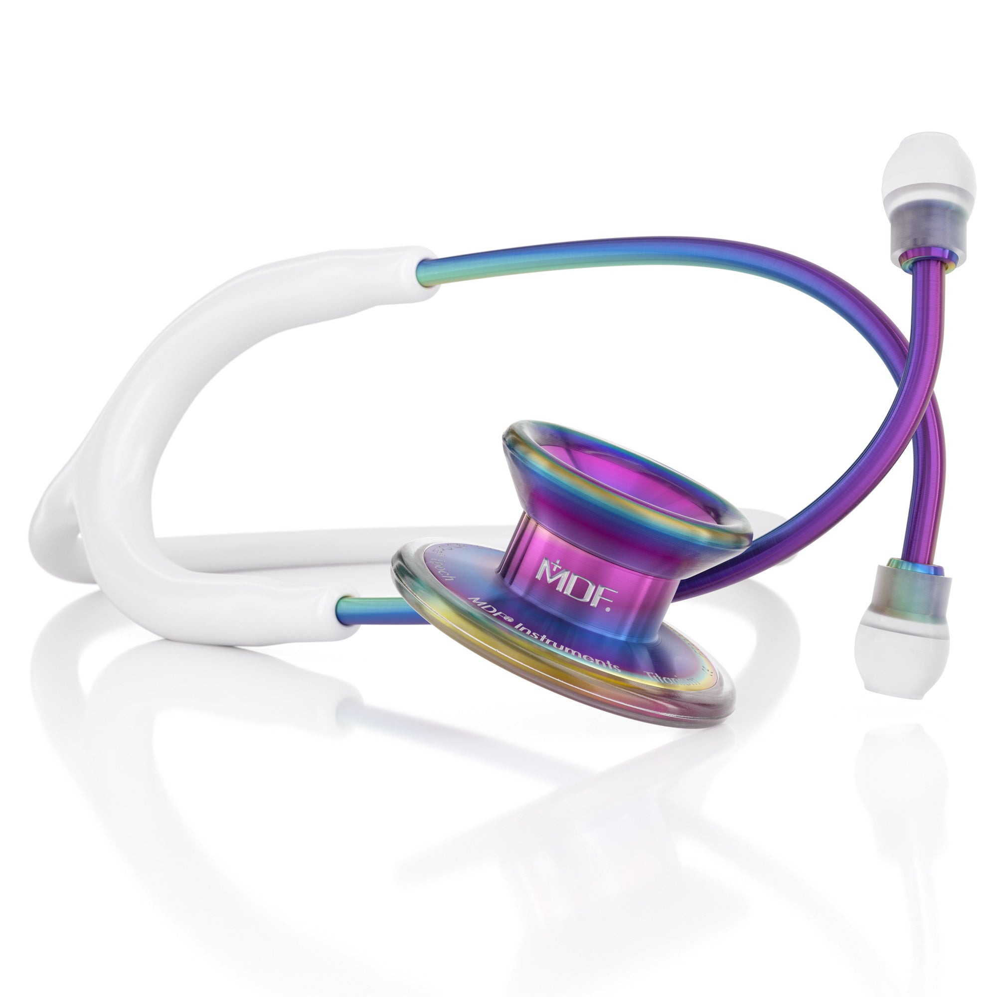 MD One® Epoch® Titanium Adult Stethoscope - White/Kaleidoscope Design | Premium Medical Stethoscope for Doctors, Nurses & Healthcare Professionals | Ideal for Clinical Use, Patient Examinations & Emergency Care