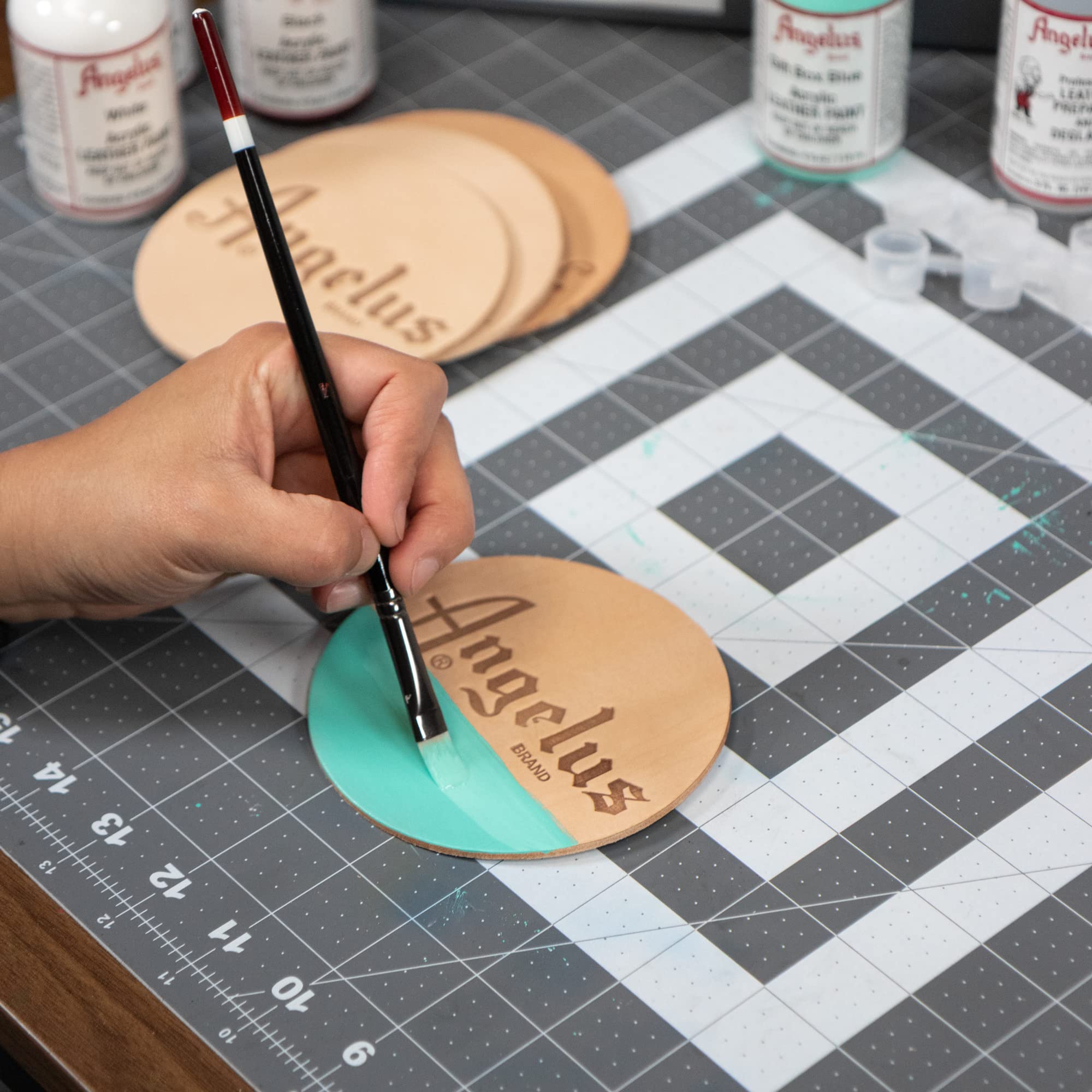 Angelus Paint Brush Set - 5-Piece Round, Flat & Angular Artist Brushes for Acrylic, Shoe Painting & DIY Crafts - Perfect for Canvas Art, Leather Repair & Custom Sneaker Design